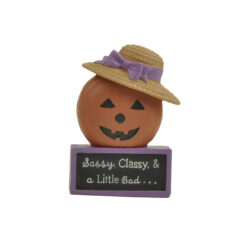 266-14767 Pumpkin w straw hat on block-Sassy…