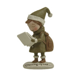 268-14750 Girl elf on snow base-Checking My list…