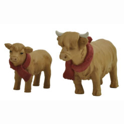 268-14788 HIGHLAND COW WITH SCARF SET/2
