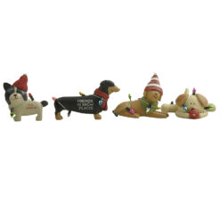 268-14795 FURRY & BRIGHT SET OF 4 PUPPIES WITH CHRISTMAS LIGHTS