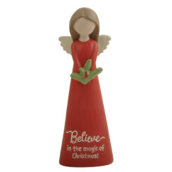 268-14804 CHRISTMAS BLESSINGS BELIEVE ANGEL W/HOLLY