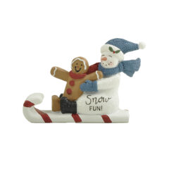 268-14851 Snowman & gingerbread on sled-Snow FUN!