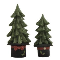 268-14871 CHRISTMAS BOWS TREE IN TOP HAT SET/2