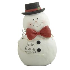268-14874 Snowman w/bow & fairy lights-hello frosty season