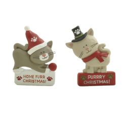 268-14901 S/2 Christmas cats on base fridge magnets